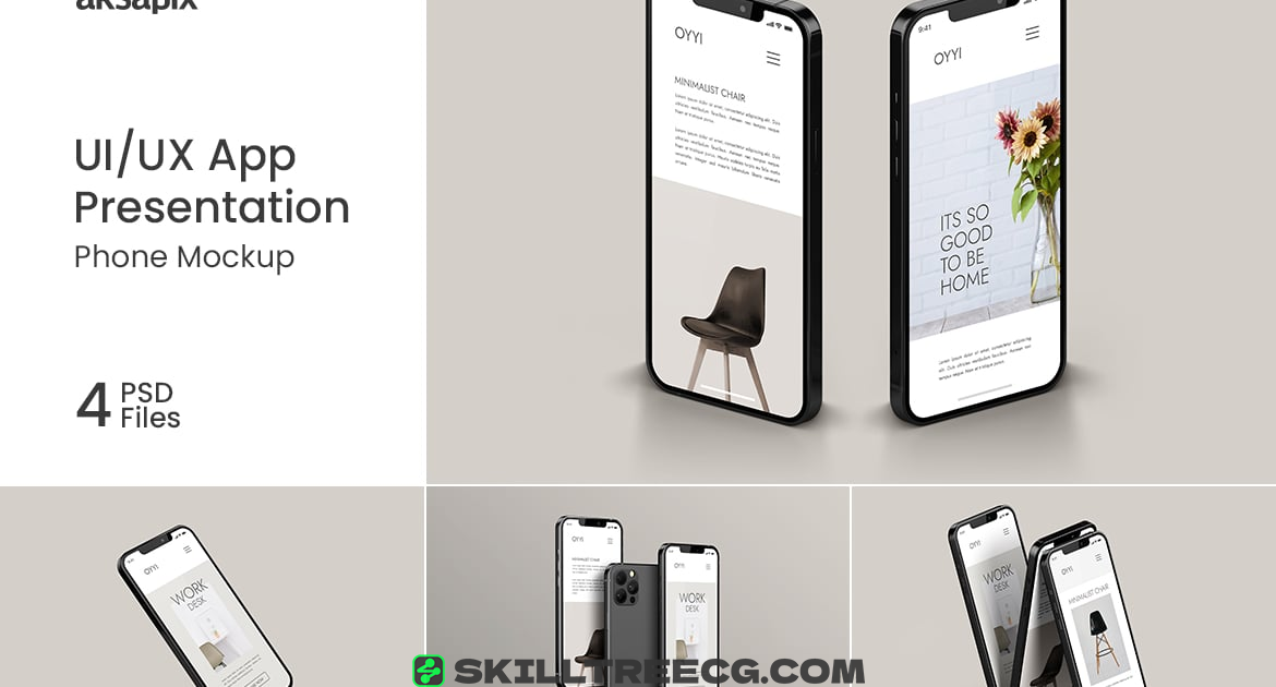 UI/UX App Presentation - Phone Mockup（091976）-技能树